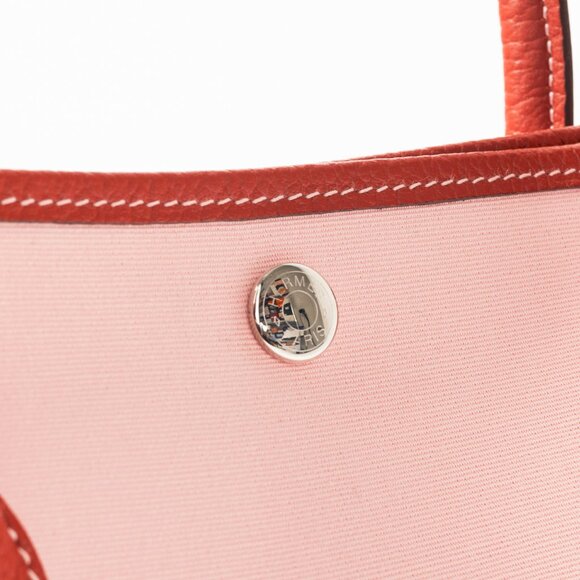 Hermes Garden Party 36 Sakura Toile Militaire, Rouge Duchesse Vache Country Tote - Picture 10 of 12
